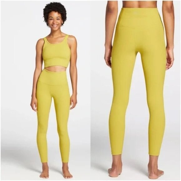 Calia by Carrie Underwood Essential Rib Leggings 7/8 Length Chartreuse Womens 1X - Picture 1 of 8